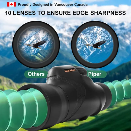 Vista 5 de Fetch Falcon Monoculars 12x50 IPX7 Impermeable BAK4 FMC ED Nitrógeno Lleno de Nitrógeno con adaptador de teléfono, trípode, correa de mano
