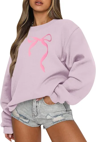 Vista 19 de Sudadera casual de manga larga para mujer, cuello redondo, ajuste holgado, tallas S-3XL