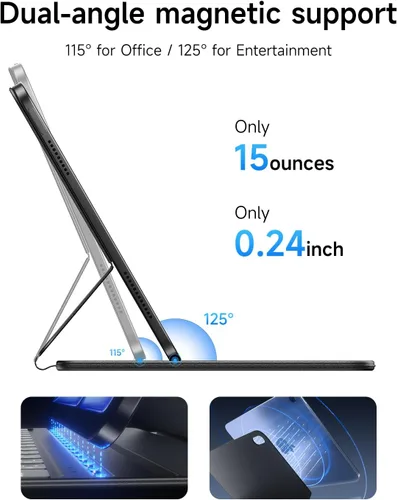 Vista 3 de HOU Funda con teclado para iPad de 10ª generación/iPad de 11ª generación de 11 pulgadas A16 2025 – Folio inteligente, ultra delgada, carga