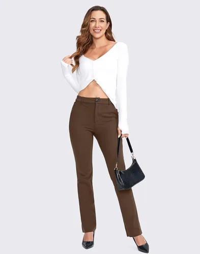 Vista 7 de Rammus Womens Yoga Dress Pants with Zipper Pocket Stretch Work Pants for Women Straight Leg Slacks for Office Business Casual