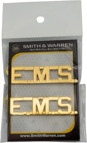 Vista 4 de Smith & Warren 1/2" E.M.S Letras Collar Rango Insignia Pin Oro Acabado Emergencia Servicio Médico Uniforme Pin