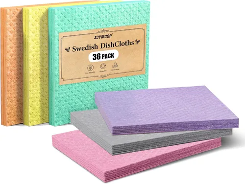 Vista 20 de JOYMOOP Esponja de cocina de dibujos animados, esponjas de celulosa para limpieza, esponjas antiarañazos para lavar platos, esponja reutilizable