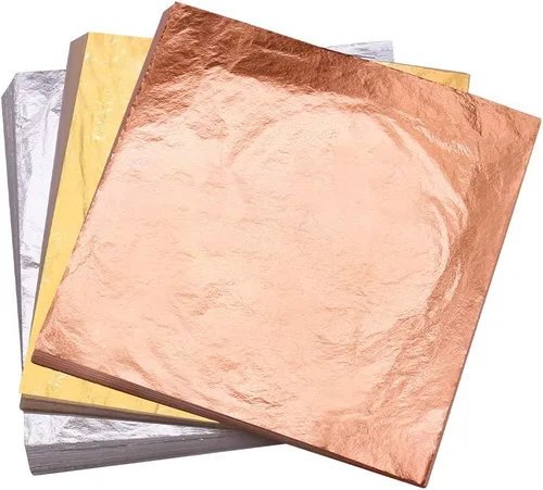 Vista 15 de YongBo Hojas de hojas doradas, 200 piezas de papel de aluminio dorado de 5.5 pulgadas para manualidades, pintura, dorado, slime, diseño de uñas