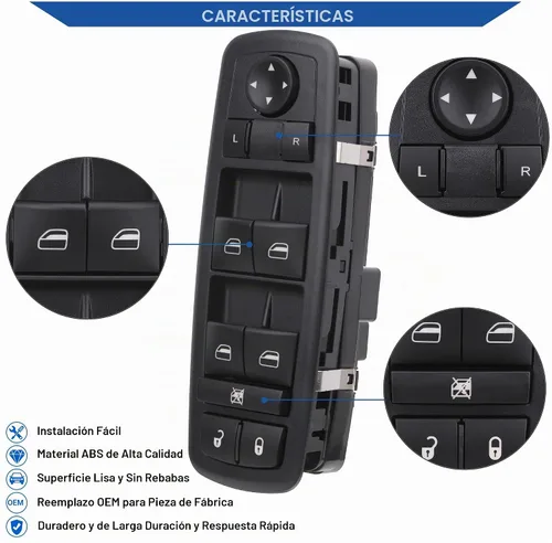 Vista 9 de Obaee Botón de control de interruptor de ventana eléctrica 8+13 pines lado del conductor compatible con Dodge Dart 2013-2016, Chrysler 200