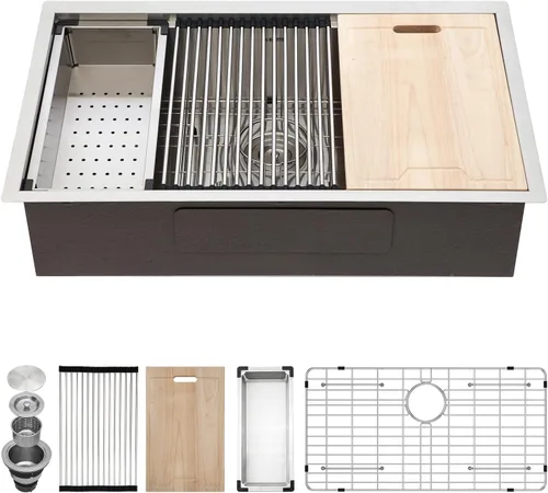 Vista 28 de Kichae Fregadero de Barra Bajo Montaje - Fregadero de Barra de Preparación de 12 x 15 Pulgadas de Acero Inoxidable Calibre 16 Fregadero de Cocina