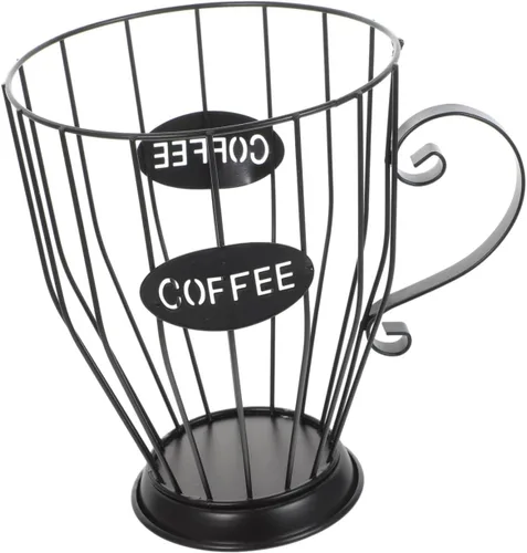 Vista 8 de Soporte para cápsulas de café, cesta de almacenamiento de barra de café, cesta de hierro para frutas, soporte para exhibición de cápsulas de café
