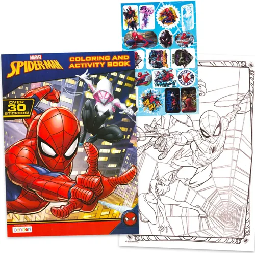 Vista 3 de Spiderman Across the Spiderverse - Juego de 3 libros de actividades para colorear, paquete de juego, más Miles Morales Spiderverse Art Pack