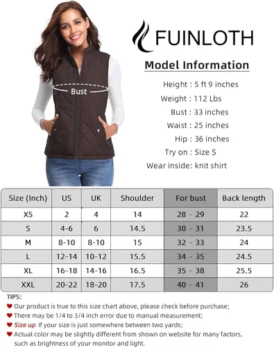 Vista 4 de Fuinloth - Chaleco acolchado para mujer diseño de cuello alto ligero con cierre