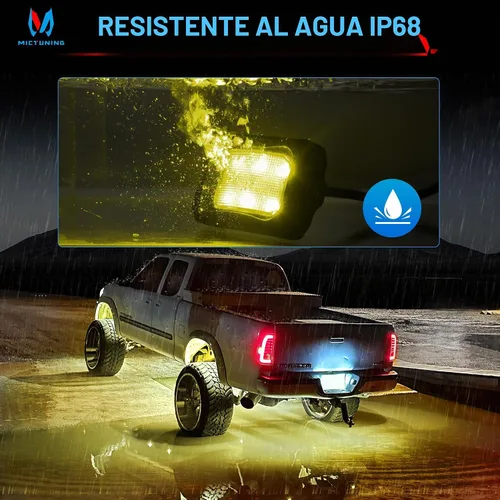 Vista 5 de MICTUNING C2 Curvas RGBW Rock Lights 4 Pods con kit de interruptor