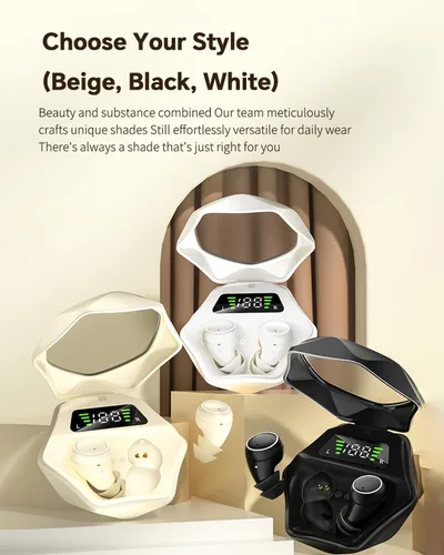 Vista 6 de Xmenha Auriculares planos para dormir para dormir de lado, cómodos, discretos, invisibles, mini, pequeños, pequeños, con cancelación de ruido Beige
