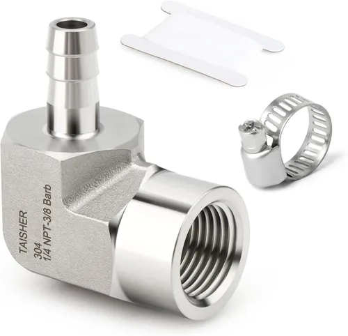 Vista 119 de TAISHER 1 PIEZA Accesorio de Manguera Codo de Acero Inoxidable 304 de 90 Grados - Púa de 1" x Púa de 1" para Combustible/Aire/Líquido/Gas con 2