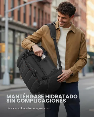Vista 8 de Tolaccea Mochila de Viaje Carry On 40L, Mochila para Laptop con 3 Cubos de Embalaje, Bolsa de Lona Aprobada para Vuelos para Hombres y Mujeres, Negro