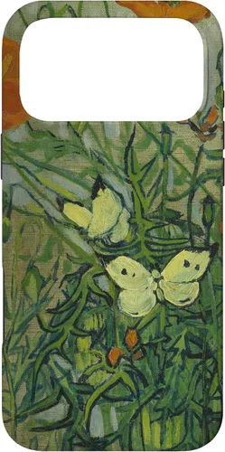 Vista 22 de Vincent Van Gogh - Carcasa para iPhone 17, diseño de mariposas y amapolas
