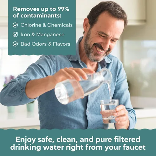 Vista 3 de Applied Membranes Inc. Sistema de filtro de agua de 2 etapas para toda la casa, 1 cartucho de filtro de carbono y 1 hierro, 4.5 x 10 pulgadas