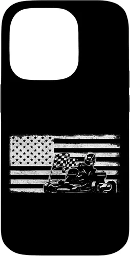 Vista 17 de iPhone 16 Go Kart Racing American Flag Vintage Case