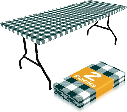 Vista 31 de Smiry Mantel de Mesa de Picnic Paquete de 2, Manteles Ajustables Elásticos Impermeables para Mesas Rectangulares de 18 x 72 pulgadas, Mantel