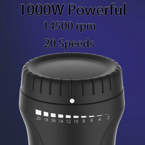 Vista 3 de Batidora eléctrica de inmersión de 1000 W, batidora de mano de 20 velocidades con mango ergonómico, batidora de mano para batidos, alimentos