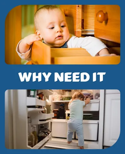 Vista 2 de 4 Child Safety Fridge Lock, Childproof Lock for Cabinets and Drawers Black