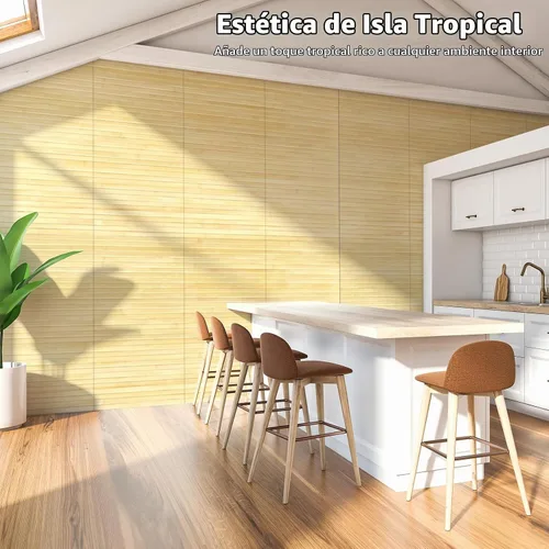 Vista 2 de Art3d - Panel de bambú natural para decoración de pared interior, panel de revestimiento de poste, techo, muebles, gabinete, oficina, 12 x 96 Crudo