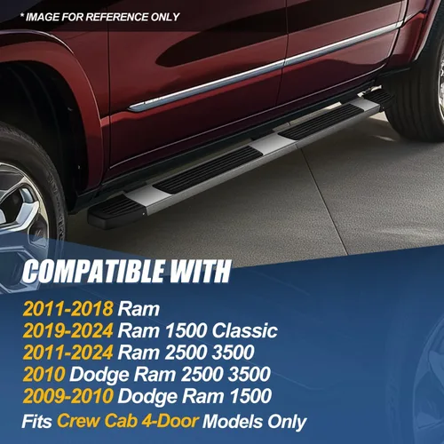 Vista 7 de Auto Dynasty - Estribos planos para Dodge Ram 1500-3500 Crew Cab 4DR 09-24 6" Step Bars for 09-24 Dodge Ram 1500 2500 3500 Crew Cab 4-Door