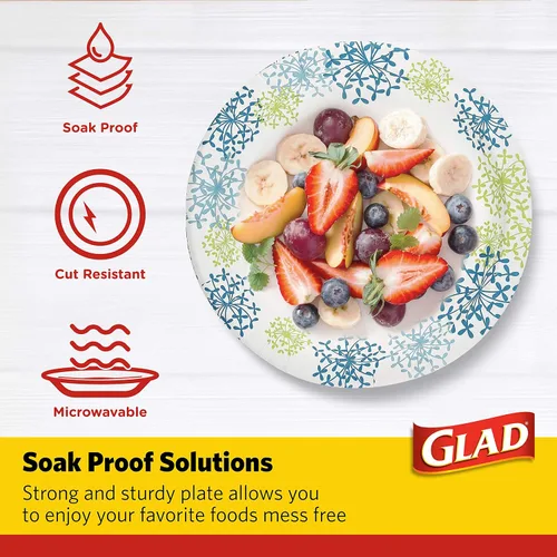 Vista 3 de Glad - Platos de papel desechables cuadrados para todas las ocasiones