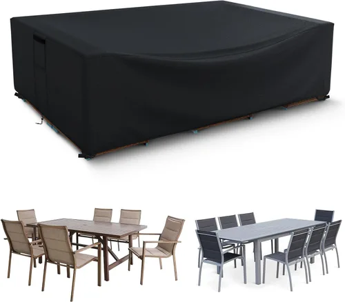 Vista 16 de Fundas para muebles de patio impermeables, resistentes 600D, fundas para muebles de exterior para sofá seccional exterior, resistente al desgarro