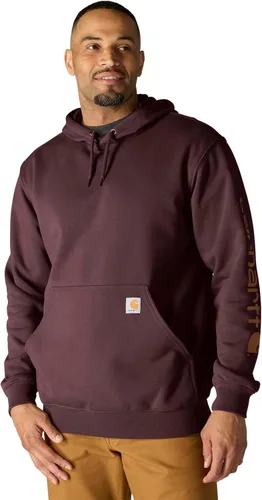 Vista 30 de Carhartt Sudadera de ajuste holgado para hombre con logotipo en la manga, de peso medio, gráfica, liquidación Terreno ámbar