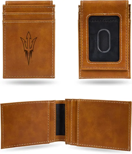 Vista 83 de Cartera de bolsillo frontal grabada con láser NCAA - Compacta/Cómoda/Delgada