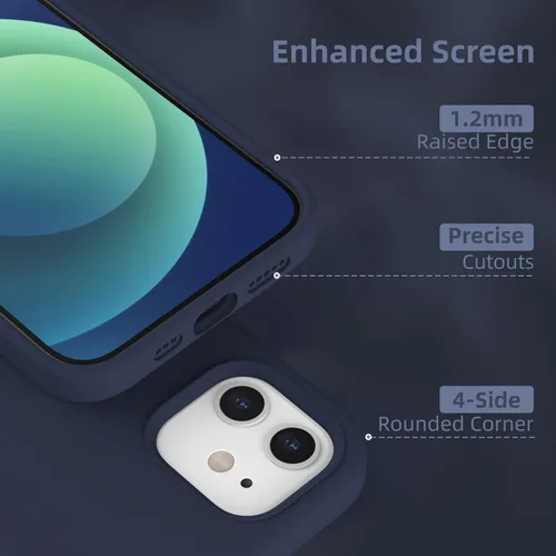 Vista 4 de Funda de silicona líquida compatible con iPhone 12/12 Pro, azul marino