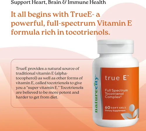 Vista 2 de NatureCity True-E - Suplemento de vitamina E de tocotrienoles de espectro completo y alfa tocoferol natural Tocotrienoles de vitamina E