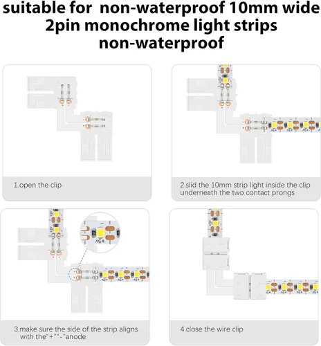 Vista 6 de VIPMOON - Conector de tira LED, de esquina en ángulo recto, 2835 3528