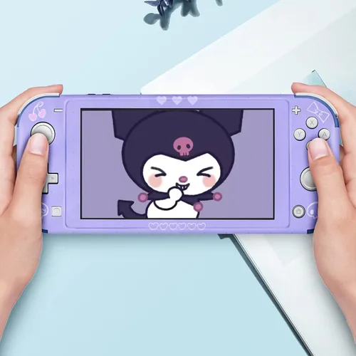 Vista 5 de DLseego Switch Lite Skin Sticker - Calcomanía protectora de Little Devil Rabbit con diseño de dibujos animados diseño de conejo color morado