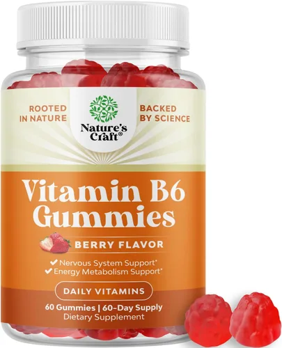 Vista 10 de Gomitas de vitamina B6 de 50 mg para náuseas de embarazo, bayas - 30