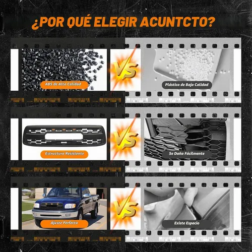 Vista 4 de Conjunto de parrilla frontal compatible con Tundra 2000 2001 2002 1ª generación, parrilla ABS estilo TRD con luces LED para modificación