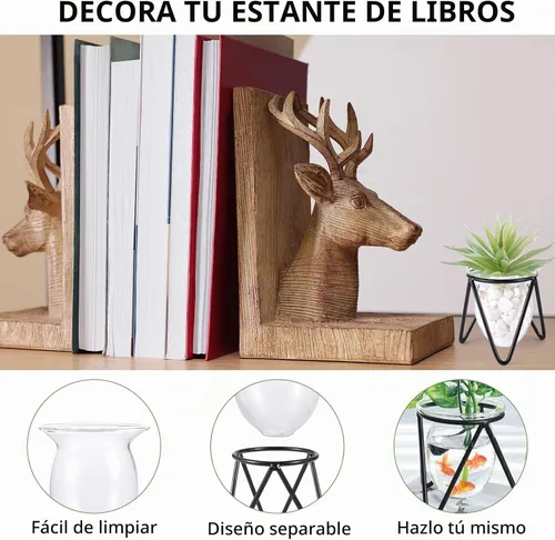 Vista 6 de Jspupifip Terrario de plantas de vidrio de 3 piezas con soporte de metal