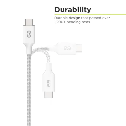 Vista 2 de PureGear Cable trenzado USB-C a C (4 pies), cable de carga de alimentación para iPhone Air, 17, 17Pro, 17ProMax, 16, 15, MacBook, iPad Pro 2020