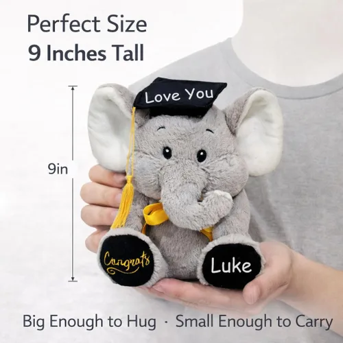 Vista 3 de Fiesta Regalo de graduación personalizado de peluche – Elefante de la clase 2026 con nombre personalizado y fecha de recuerdo para graduados, niños