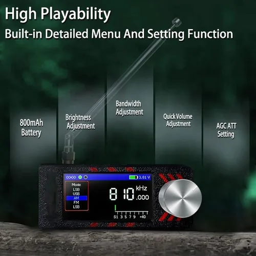 Vista 5 de Sopop V3S SI4732 - Mini receptor de radio, firmware actualizado, radios alimentadas por batería con amplificador de auriculares incorporado Hi-Z