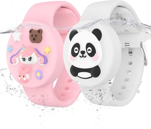 Vista 8 de Pulseras impermeables AirTag para niños, pulseras de silicona ocultas Donut & Owl
