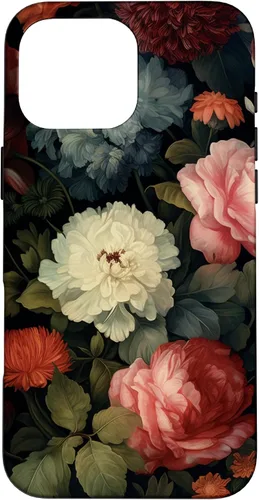 Vista 19 de Vintage Dark Flower Pattern Moody Floral Case for iPhone 16