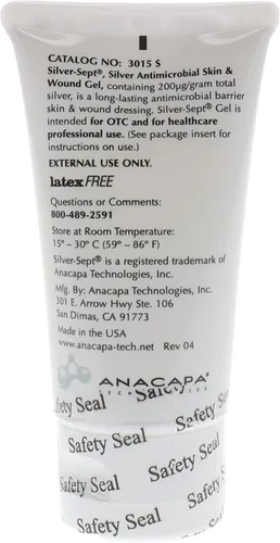 Vista 6 de Silver-Sept -Gel plateado para piel y herida de 1.5 oz, tubo para tratamiento de úlceras de pies y piernas, cuidado de quemaduras de 1er y 2º grado