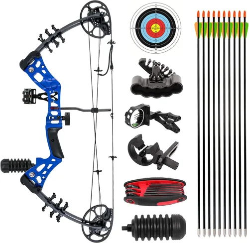 Vista 10 de Kit compuesto de arco y flecha, juego de arco y flecha juvenil, peso de tracción de 15-45 libras, longitud de tracción de 18 a 29 pulgadas, arco