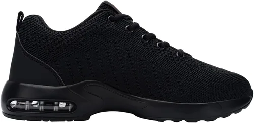 Vista 10 de FENLERN - Zapatos con punta de acero para mujer, tenis de seguridad ligeros con amortiguación de aire, zapatos de trabajo resistentes, fáciles