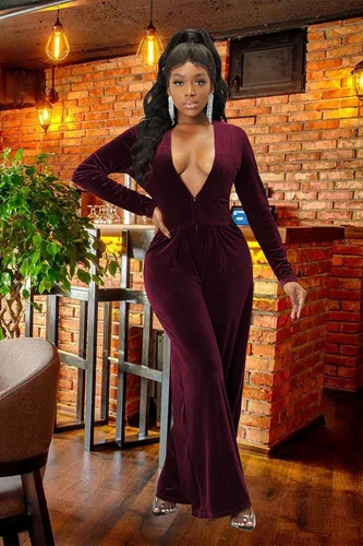 Vista 9 de LightlyKiss Women Casual Sexy V Neck Sparkly Jumpsuits Long Sleeve Onesie Loose Pants Party Clubwear with Belt