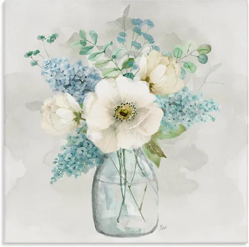 Vista 13 de Stupell Industries Carol Robinson, ramo de flores de aster, arte de pared en lienzo con diseño de ramo de flores moradas suaves, 17 x 17 pulgadas