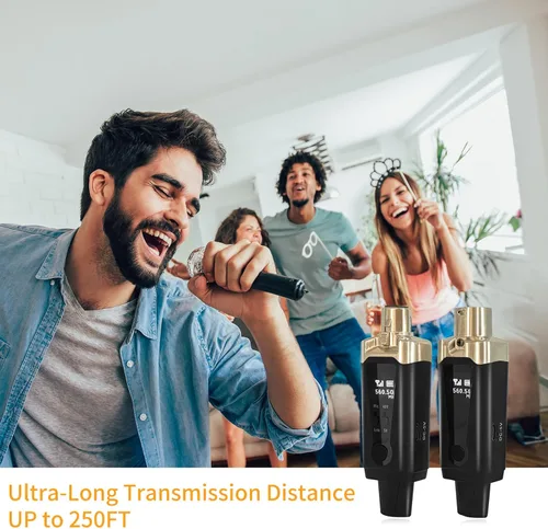 Vista 5 de Transmisor y Receptor de Micrófono Inalámbrico XLR, Sistema de Micrófono Inalámbrico UHF, Adaptador de Micrófono XLR de 16 Canales para Micrófono