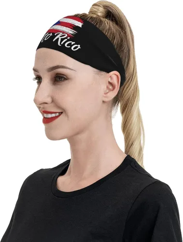 Vista 8 de Lindas y divertidas diademas de entrenamiento con bandera de Puerto Rico para mujeres y hombres, bandera, entrenamiento, deportes, yoga, correr