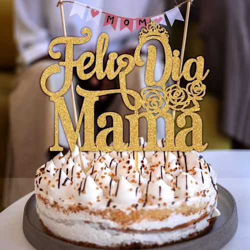 Vista 4 de Tivurcia Feliz Dia Mama - Decoración para tartas, decoración de pastel con la mejor mamá del mundo de España, suministros de fiesta para el día