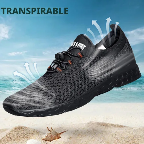 Vista 5 de DOUSSPRT Men's Water Shoes Quick Dry for Beach Swim Pool Fishing Negro (Allblack)