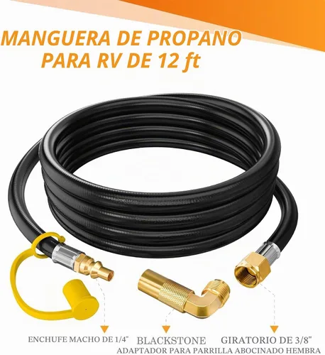 Vista 5 de NUPICK Manguera de conexión rápida de propano de 12 pies para RV a parrilla, manguera de propano de conexión rápida con adaptador de codo